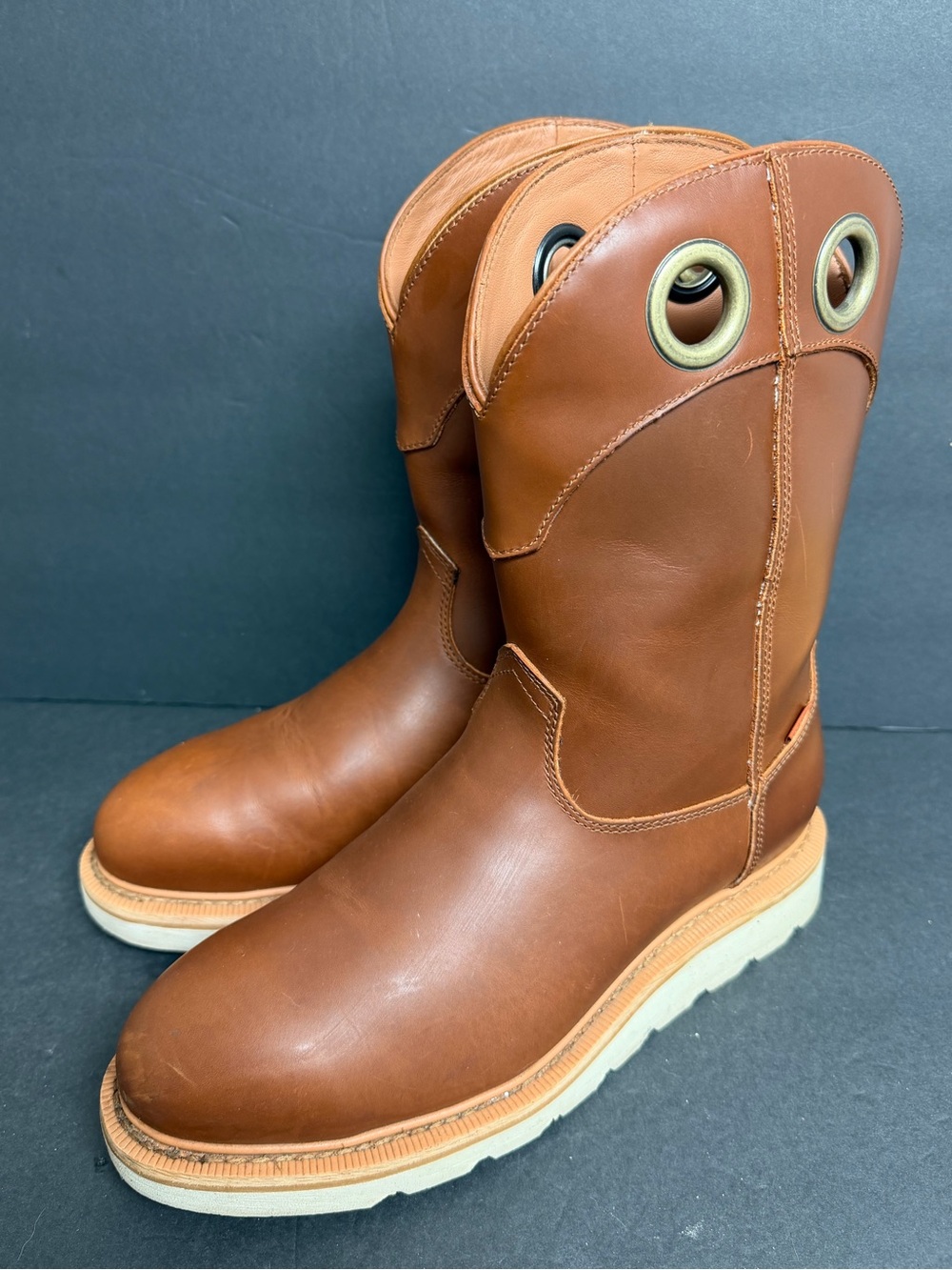 Tecovas LongHaul Waterproof Roper Composite Toe Work Boot in Saddle Cowhide 9 EE